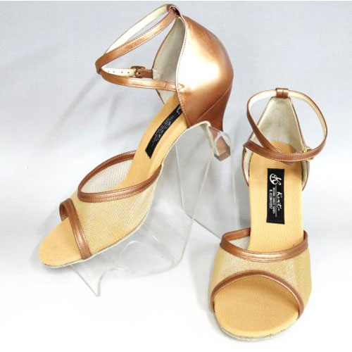 ケント ラテンシューズ 　キャロンAX・オーク（牛革/チュール）