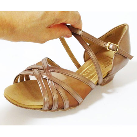 セキネ　ベーシック　ラテンダンスシューズ ブラウンパールカーフメッシュ（牛革）CR215F 